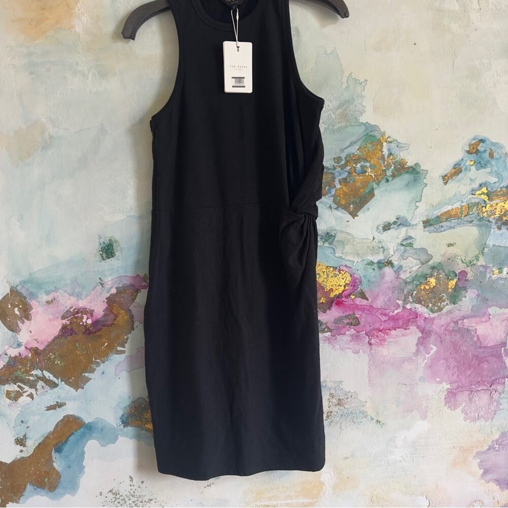 NWT Ted Baker black tank sleeveless dresses fitted knit size 4 6 small